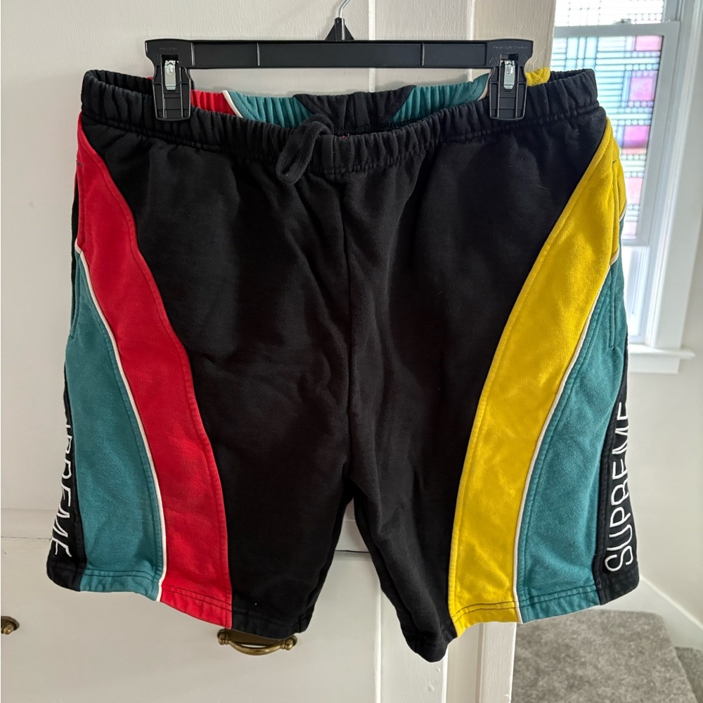 Supreme Black and Red Athletic Shorts Dynamic Design